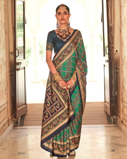 Multicolor Gold Print Silk Saree for Festival