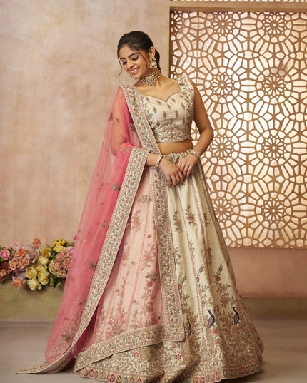 White Heavy Embroidered Sequins Lehenga Choli Wedding Wear