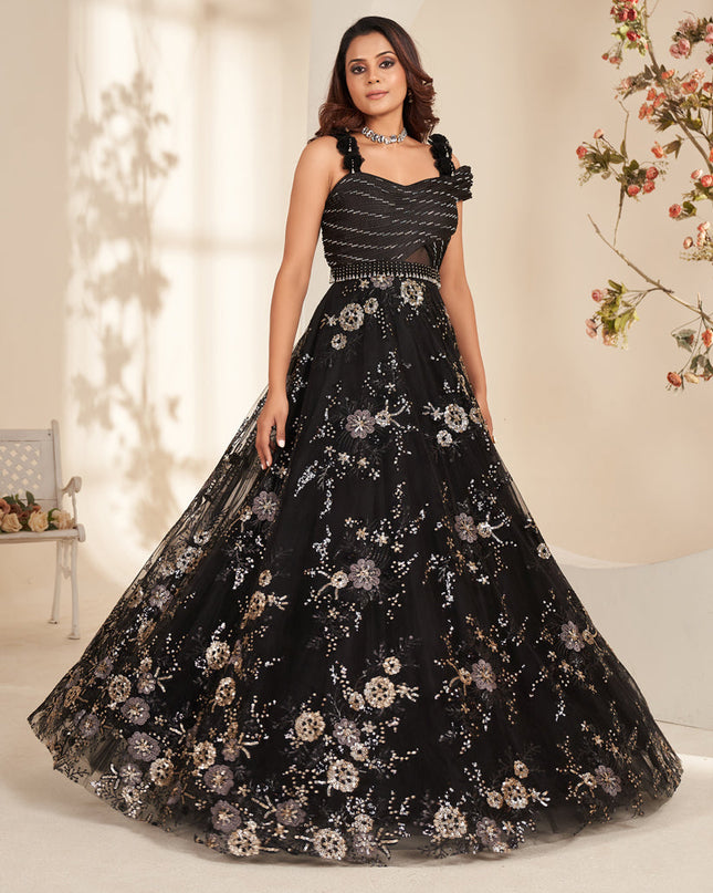 Black Sequins Embroidered Anarkali Gown