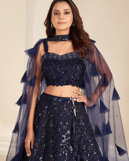 Navy Blue Heavy Designer Lehenga Set