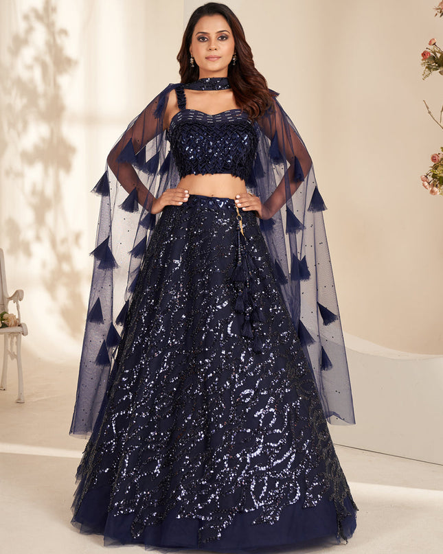 Navy Blue Heavy Designer Lehenga Set