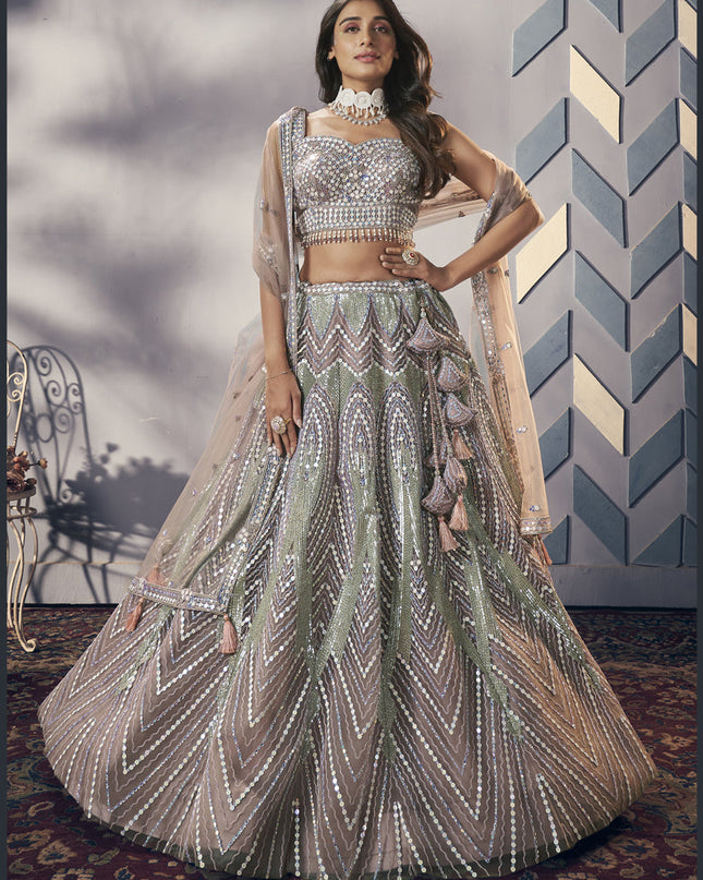 Blush Peach Heavy Net Designer Lehenga Choli Set