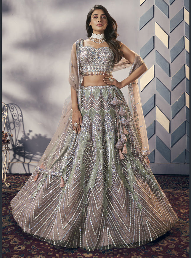 Blush Peach Heavy Net Designer Lehenga Choli Set
