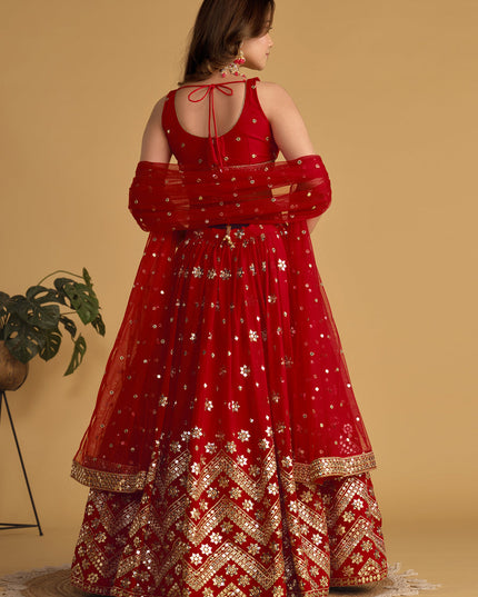 Red Sequins Embroidered Lehenga Choli Set