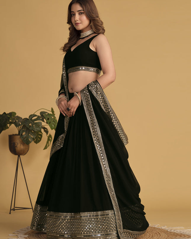 Black Sequins Embroidered Lehenga Choli Set