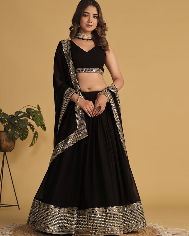 Black Sequins Embroidered Lehenga Choli Set