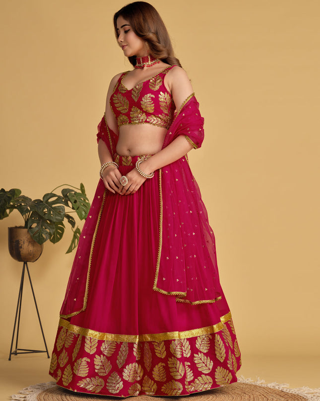Raspberry Pink Sequins Embroidered Lehenga Choli Set
