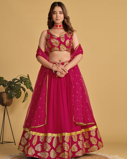 Raspberry Pink Sequins Embroidered Lehenga Choli Set