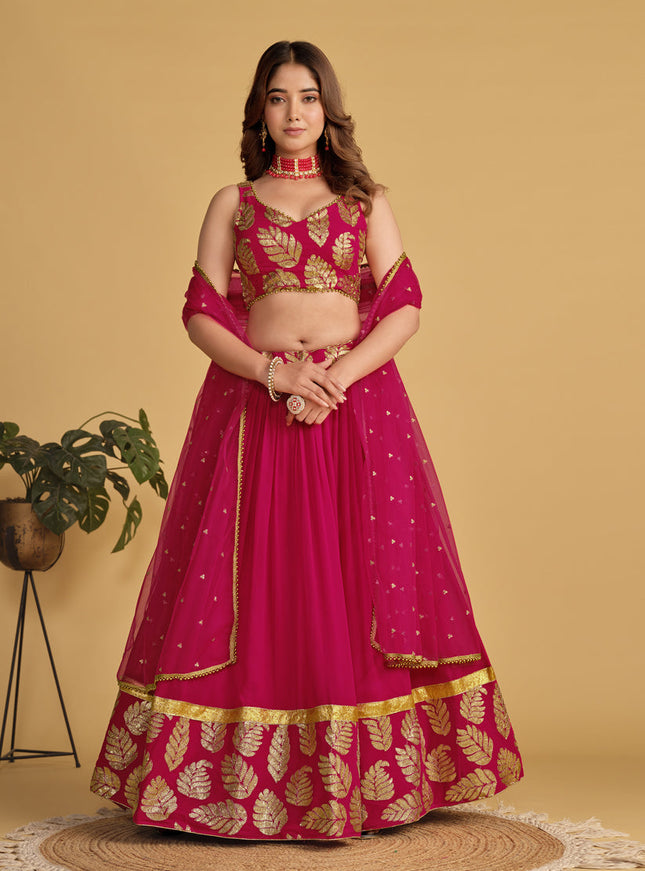 Raspberry Pink Sequins Embroidered Lehenga Choli Set