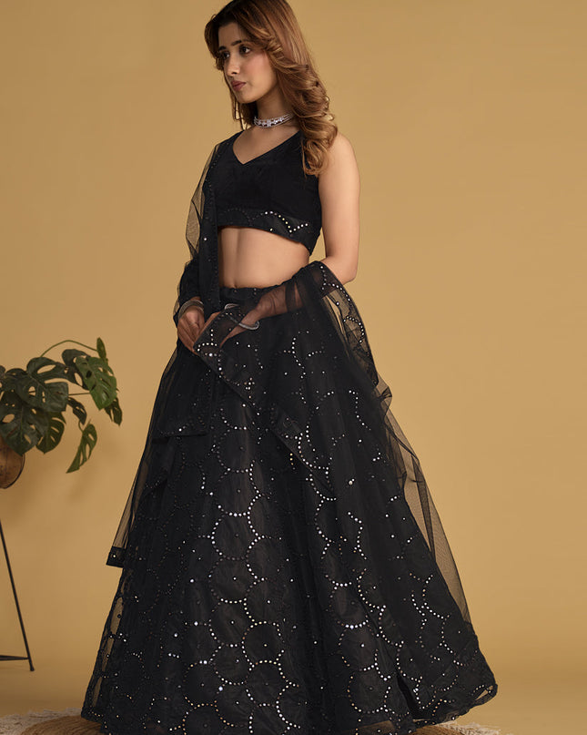 Black Sequins Embroidered Lehenga Choli Set
