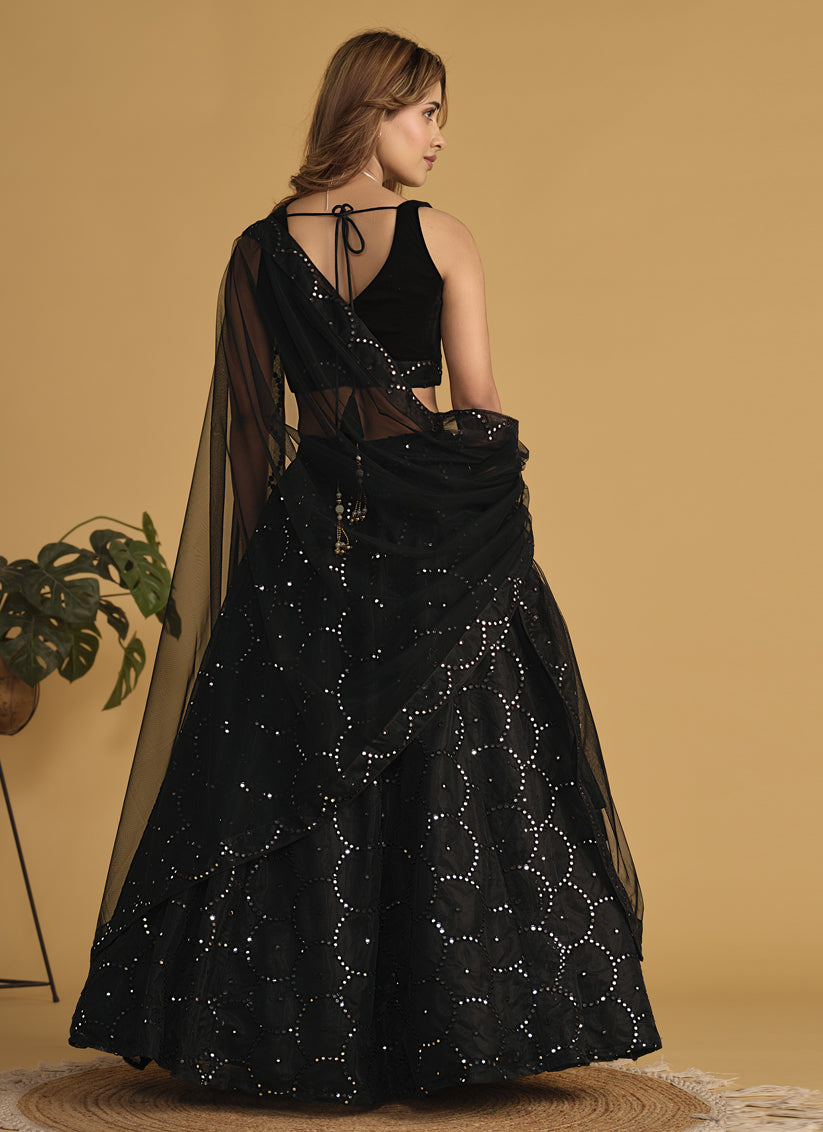 Black Sequins Embroidered Lehenga Choli Set
