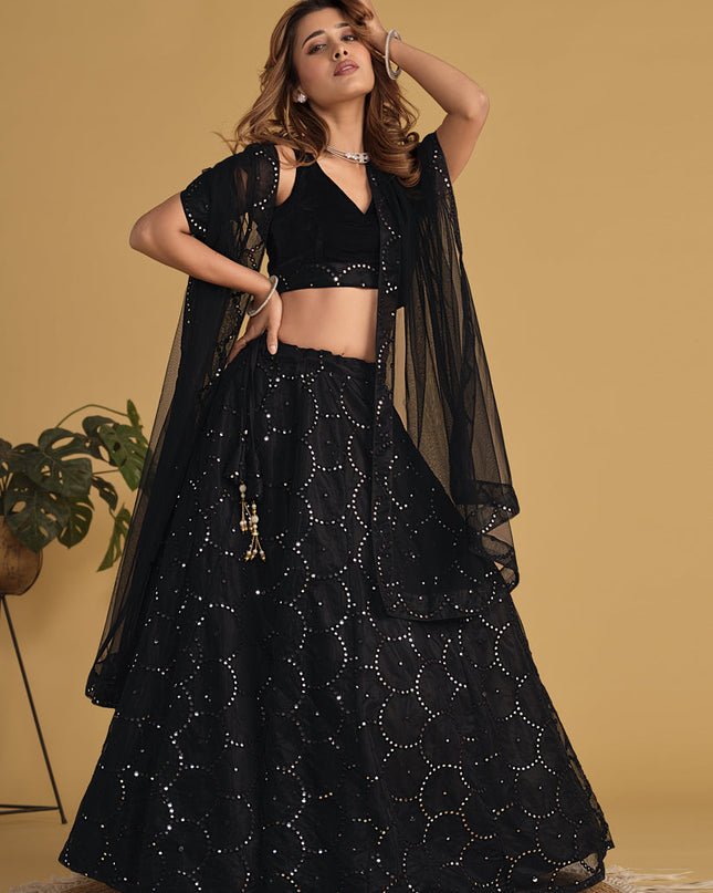 Black Sequins Embroidered Lehenga Choli Set