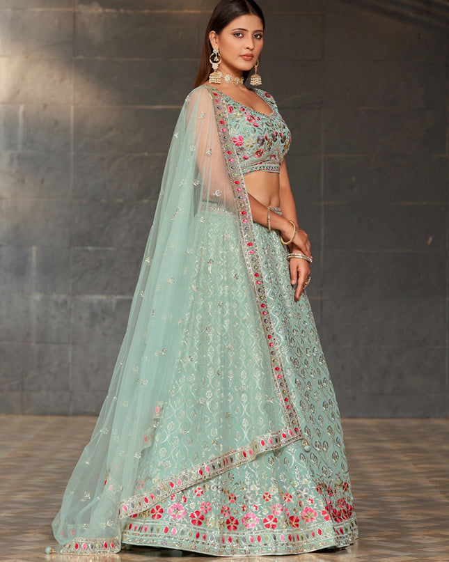 Sky Blue Georgette Lehenga Choli Set