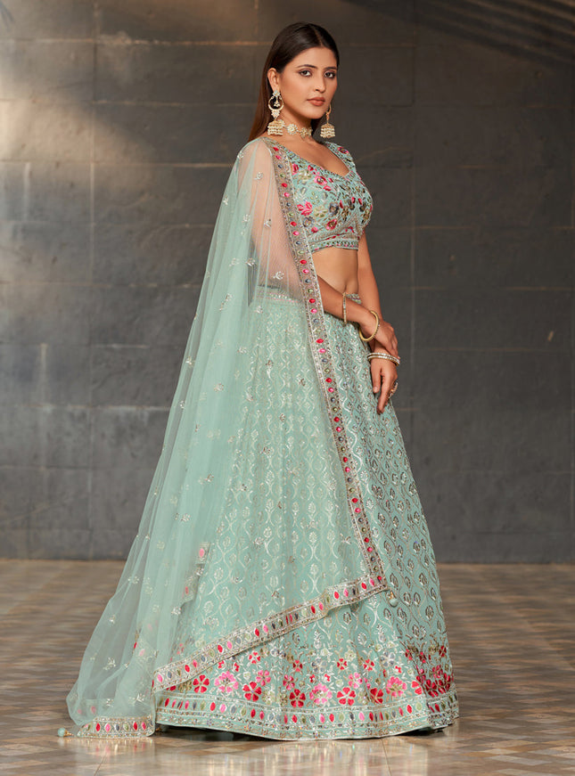 Sky Blue Georgette Lehenga Choli Set