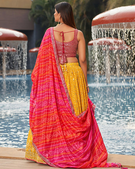 Golden Yellow Georgette Lehenga Choli Set