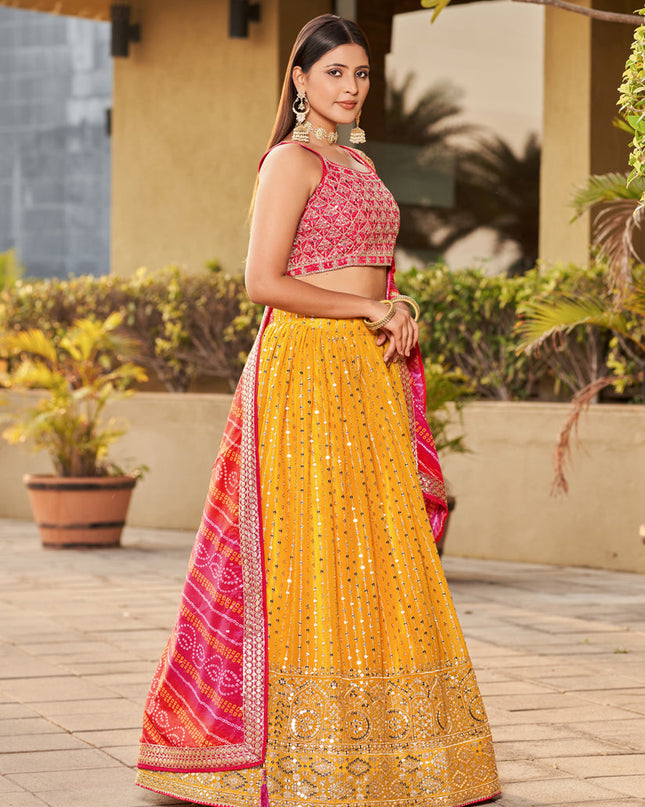 Sunny Yellow Georgette Lehenga Choli Set