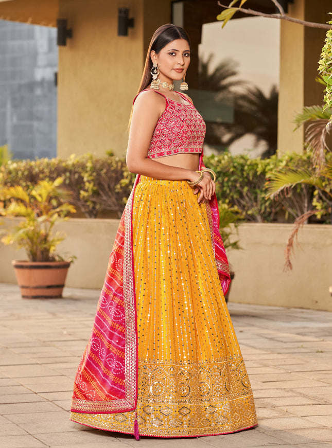 Sunny Yellow Georgette Lehenga Choli Set