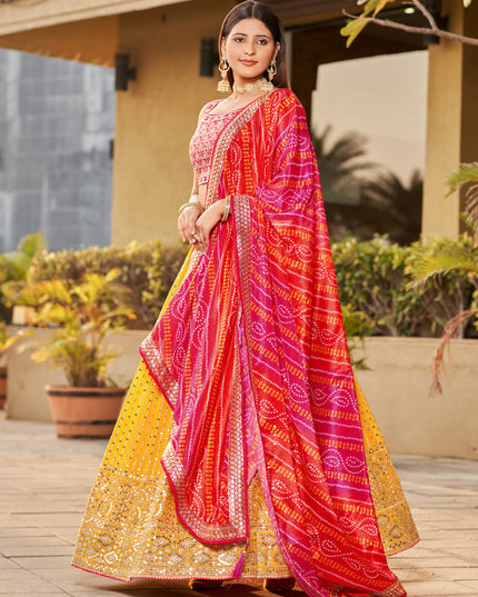 Sunny Yellow Georgette Lehenga Choli Set