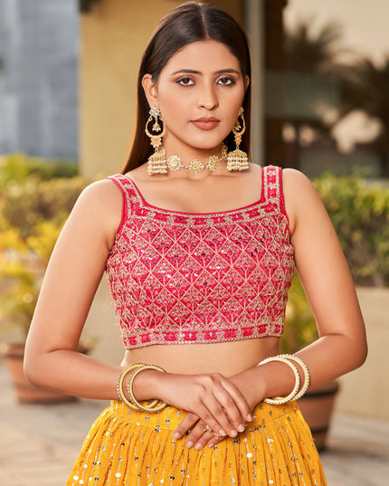 Sunny Yellow Georgette Lehenga Choli Set