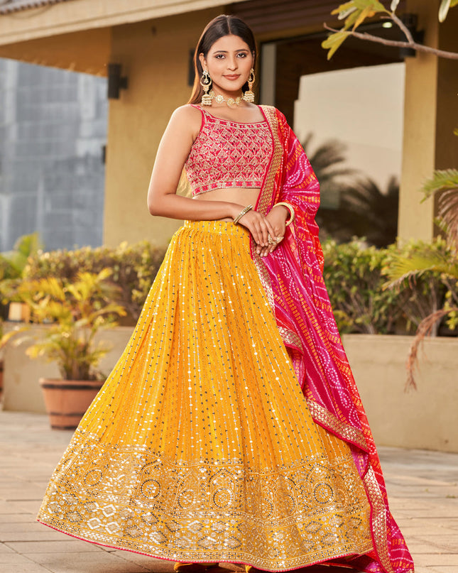 Sunny Yellow Georgette Lehenga Choli Set