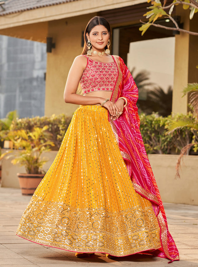 Sunny Yellow Georgette Lehenga Choli Set