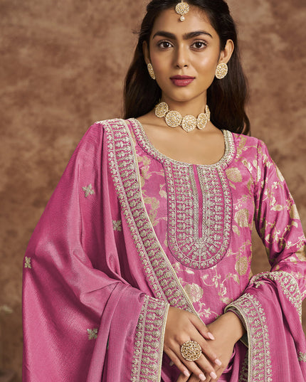cherry pink dola jacquard embroidered plus size suit
